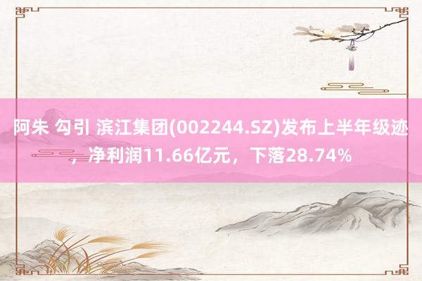 阿朱 勾引 滨江集团(002244.SZ)发布上半年级迹，净利润11.66亿元，下落28.74%